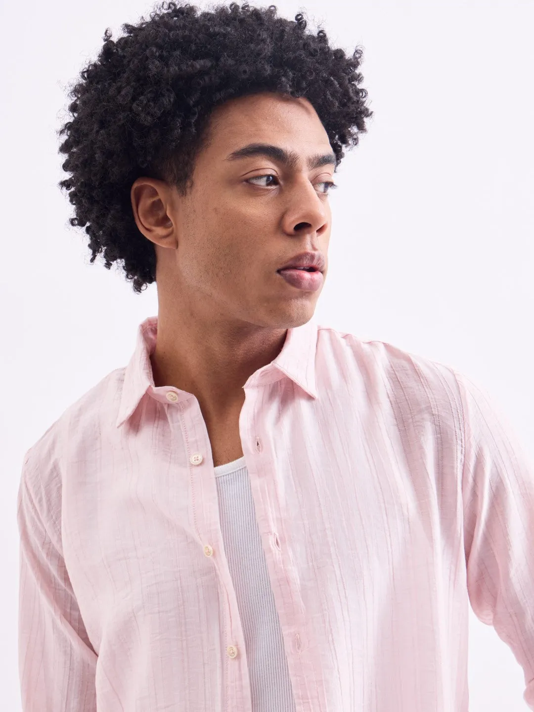 Pink Striped Slim Fit Shirt