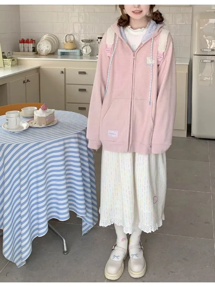 pink sweater loose casual cardigan