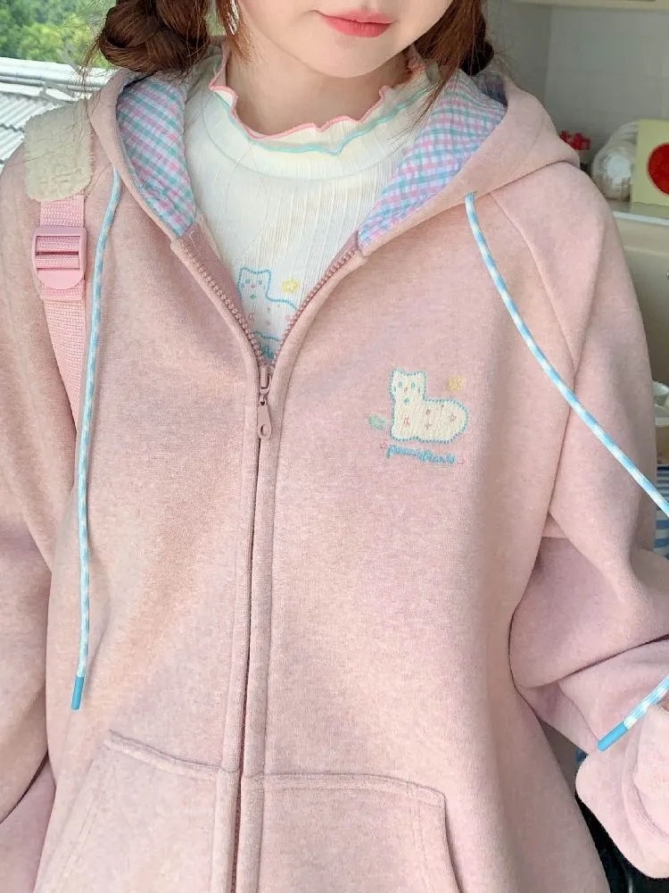 pink sweater loose casual cardigan
