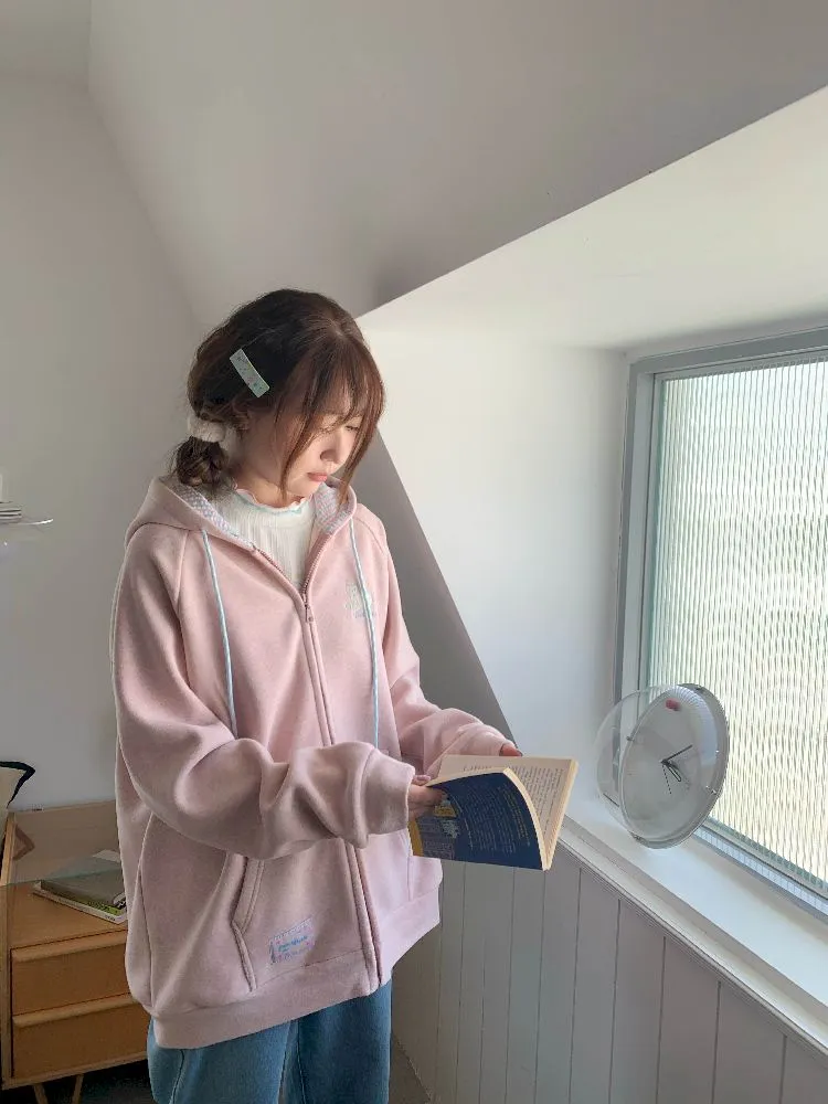 pink sweater loose casual cardigan