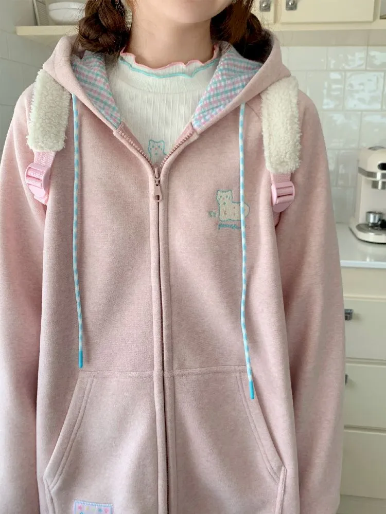 pink sweater loose casual cardigan