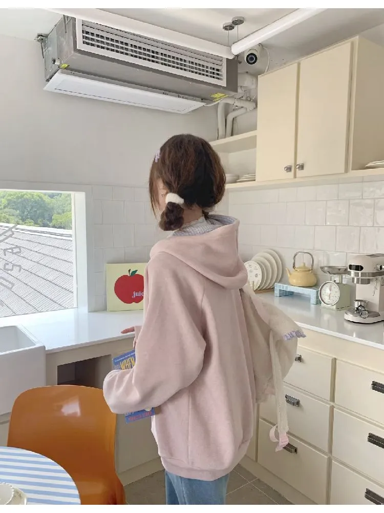 pink sweater loose casual cardigan