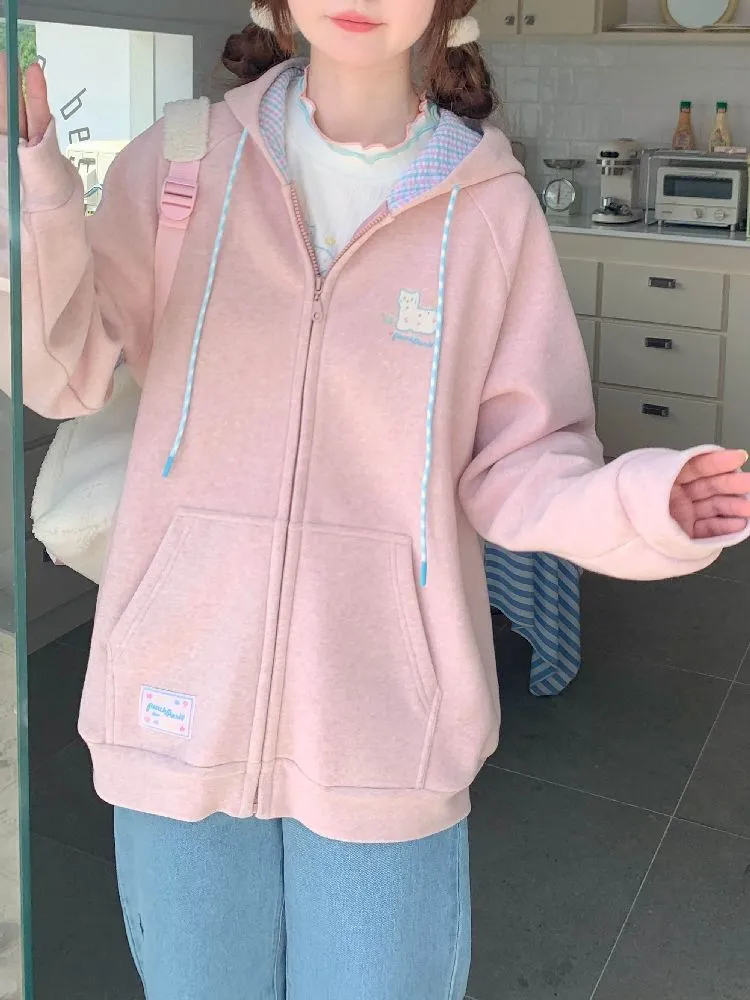 pink sweater loose casual cardigan