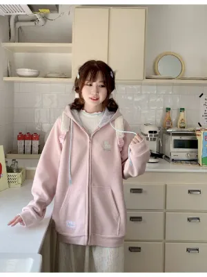 pink sweater loose casual cardigan