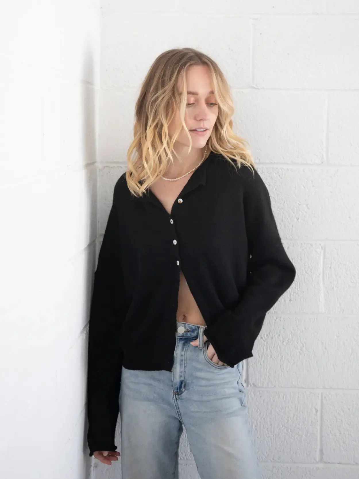 piper cozy cardigan - black