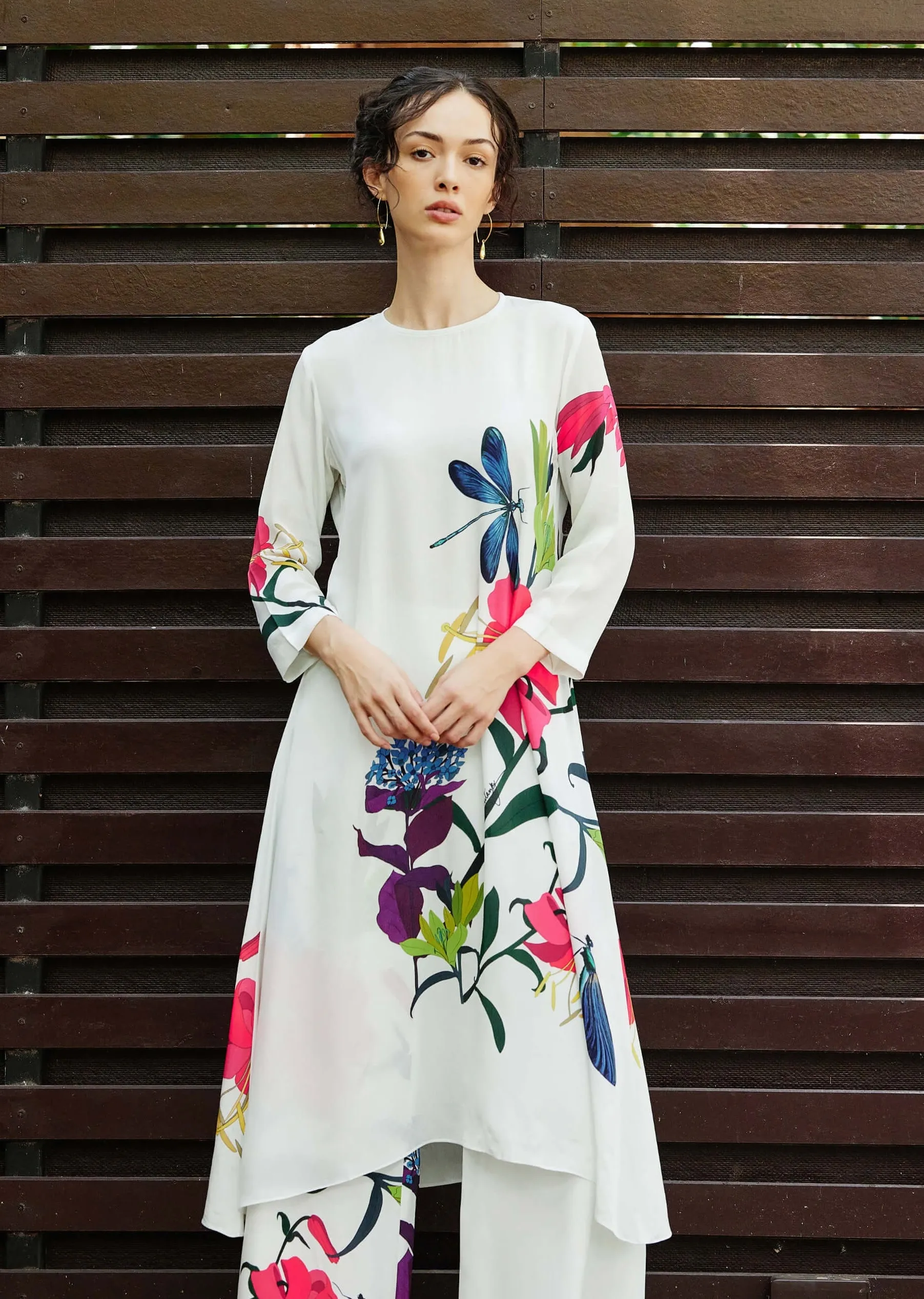 Plum white kurta and pants