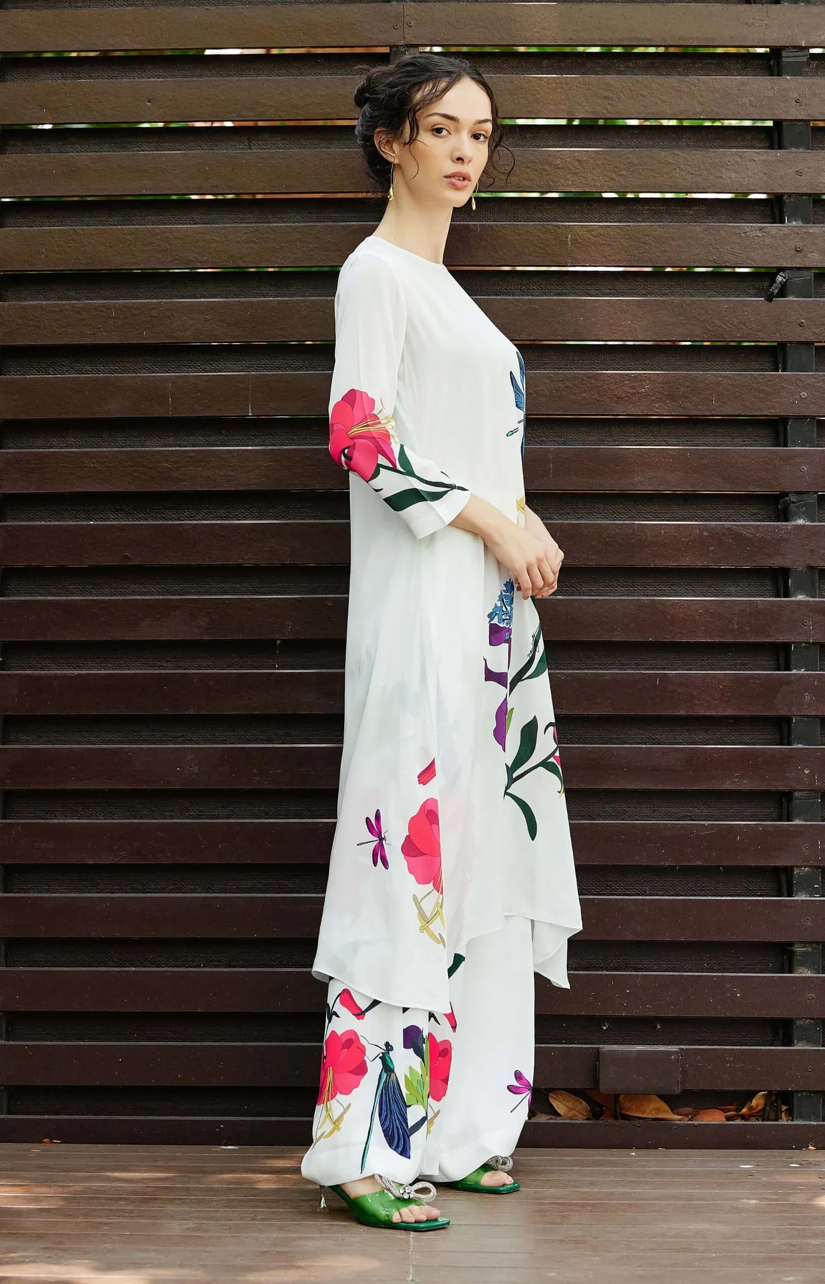 Plum white kurta and pants