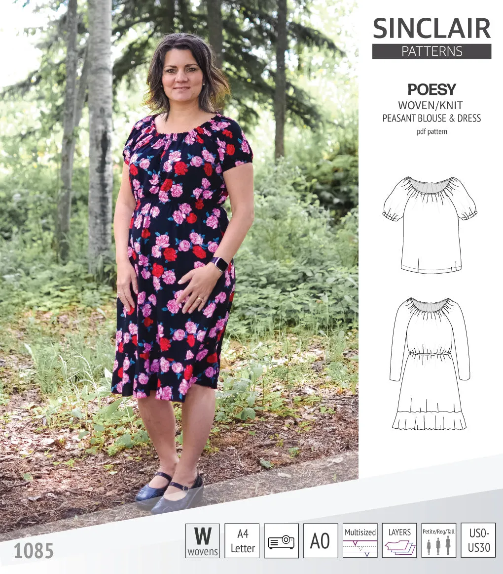 Poesy woven / knit peasant style blouse, tunic and dress (PDF)