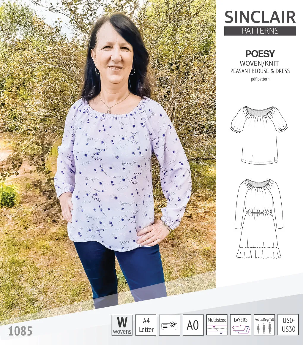 Poesy woven / knit peasant style blouse, tunic and dress (PDF)