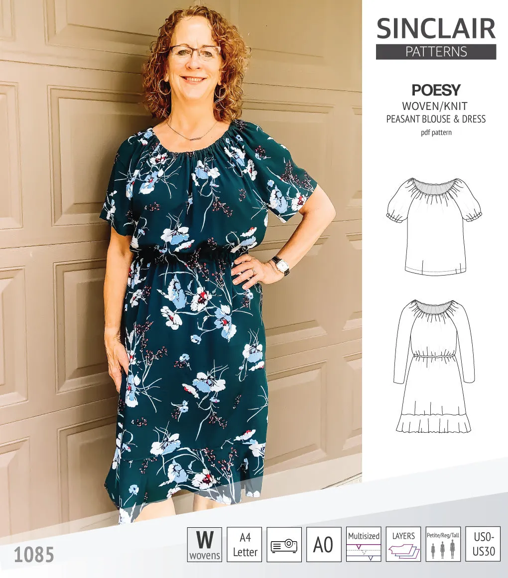 Poesy woven / knit peasant style blouse, tunic and dress (PDF)