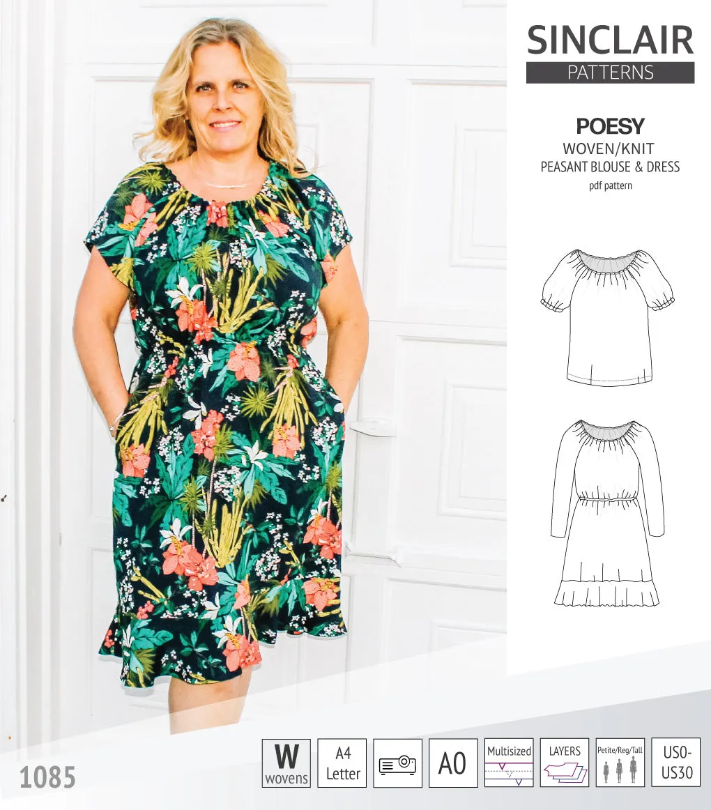 Poesy woven / knit peasant style blouse, tunic and dress (PDF)