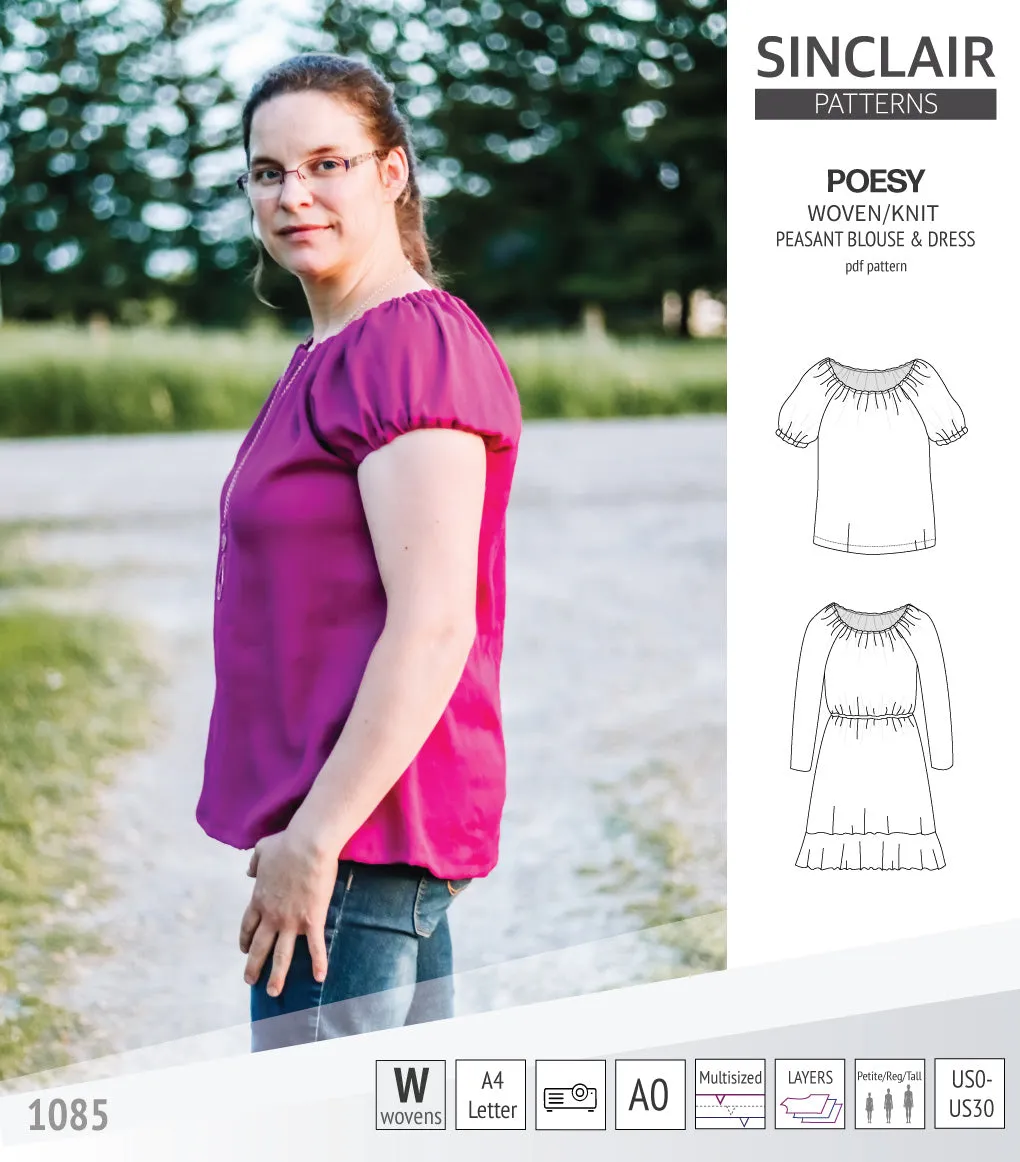 Poesy woven / knit peasant style blouse, tunic and dress (PDF)