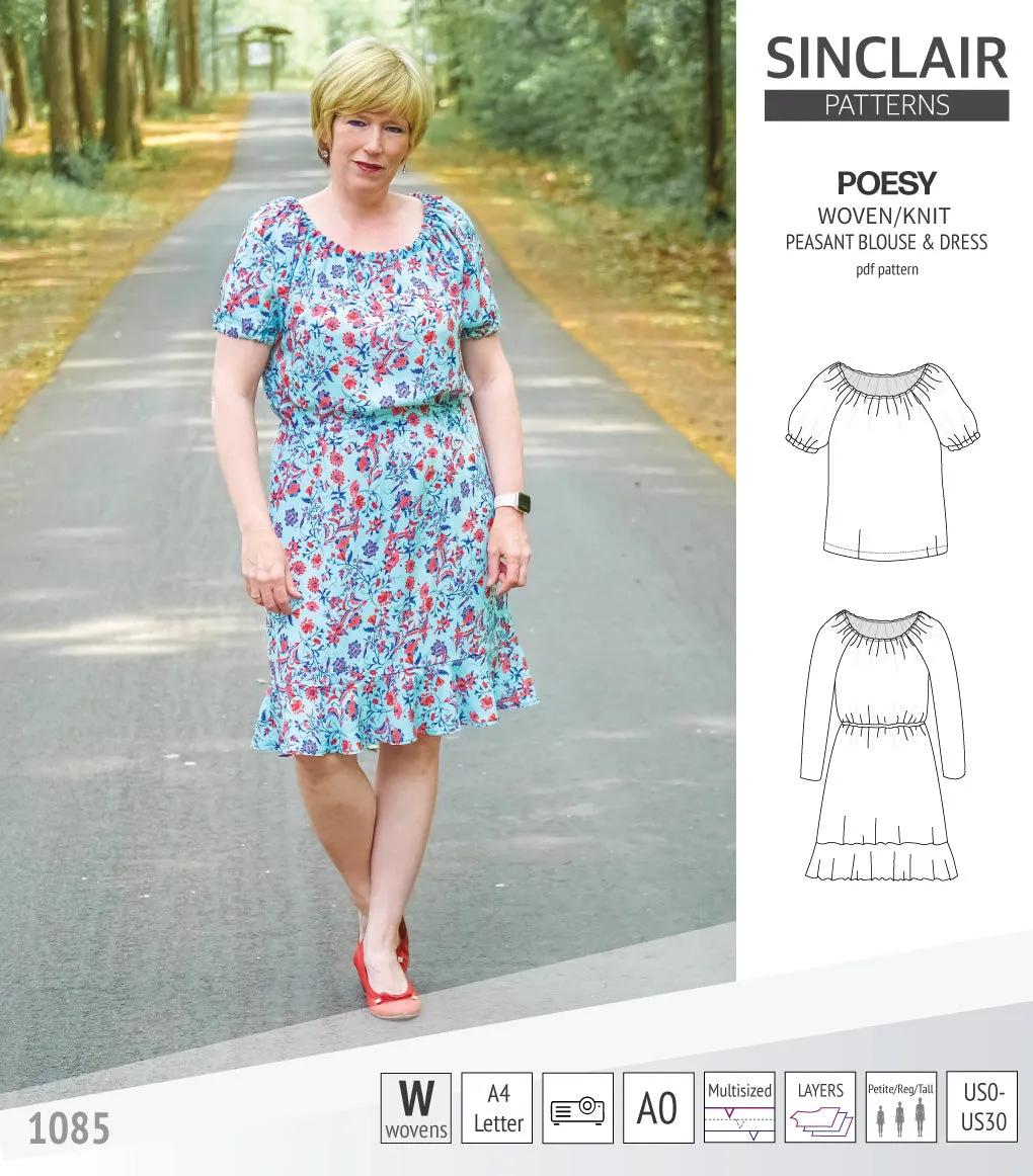 Poesy woven / knit peasant style blouse, tunic and dress (PDF)