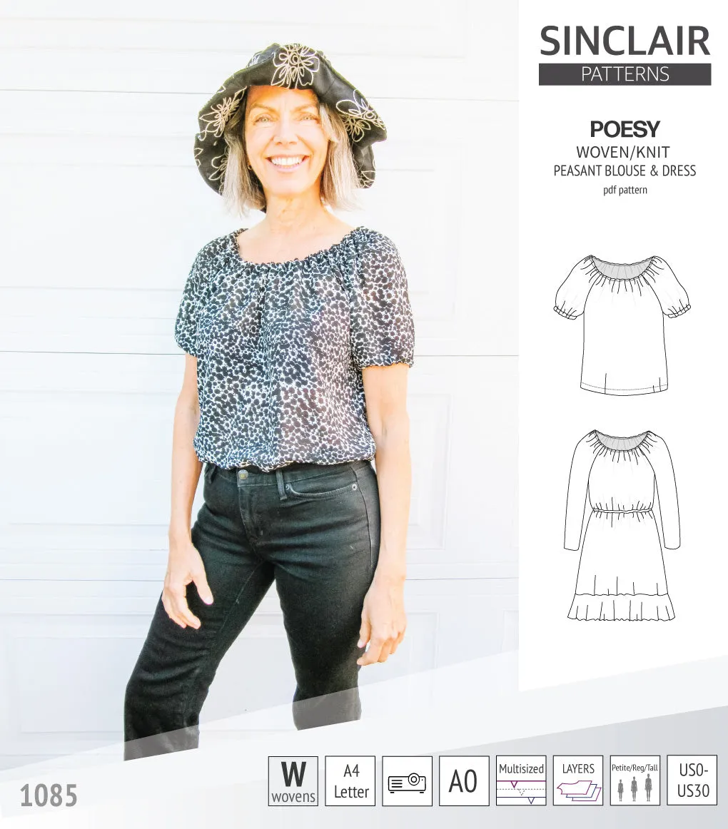 Poesy woven / knit peasant style blouse, tunic and dress (PDF)
