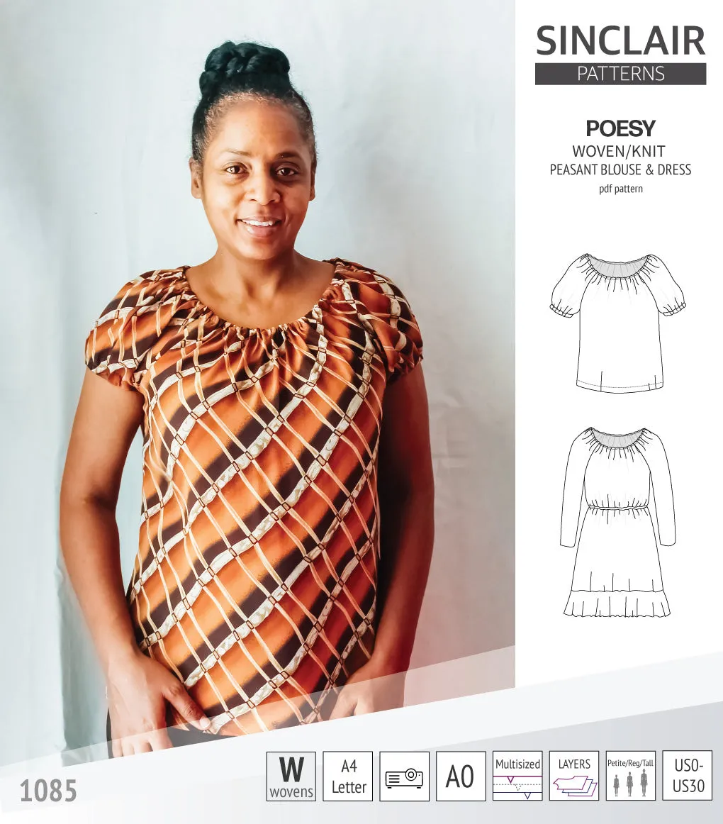 Poesy woven / knit peasant style blouse, tunic and dress (PDF)