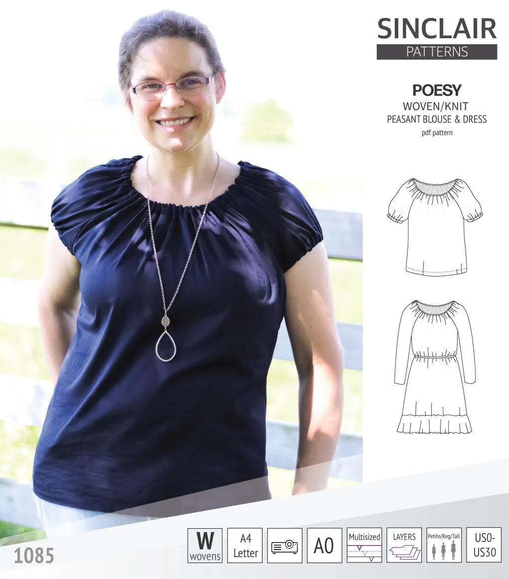 Poesy woven / knit peasant style blouse, tunic and dress (PDF)