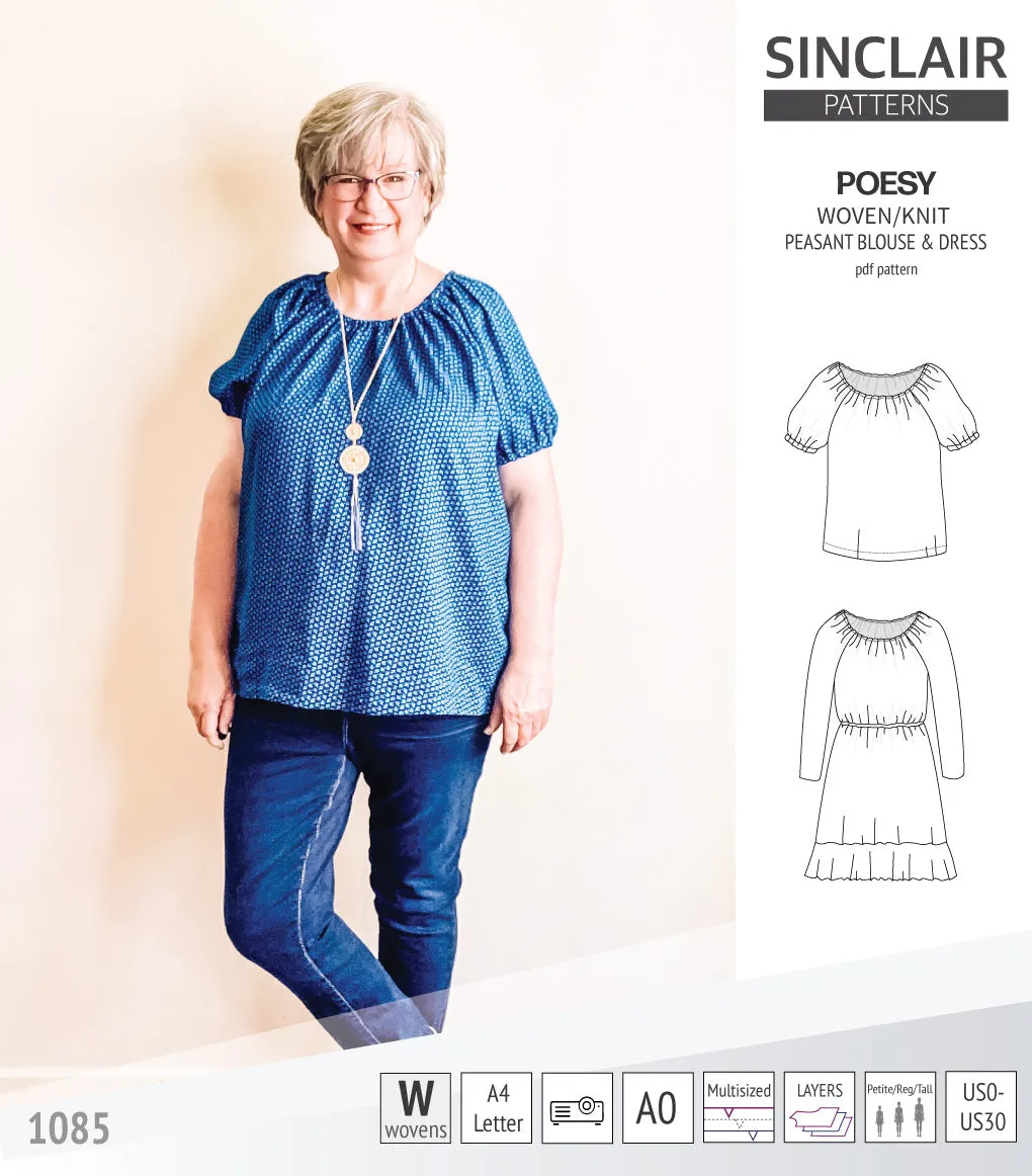 Poesy woven / knit peasant style blouse, tunic and dress (PDF)