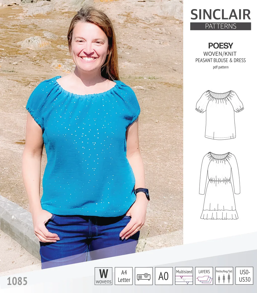 Poesy woven / knit peasant style blouse, tunic and dress (PDF)
