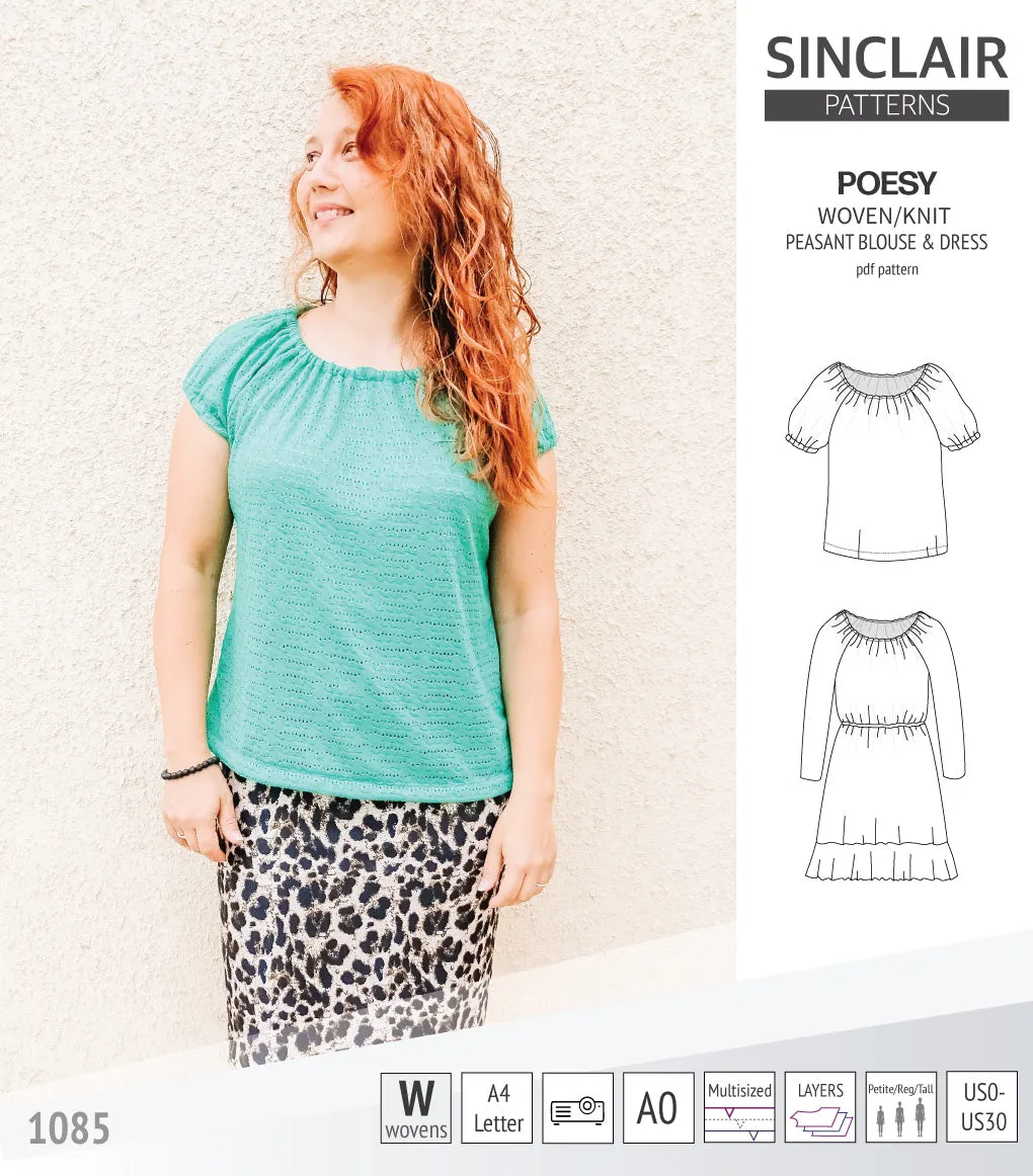 Poesy woven / knit peasant style blouse, tunic and dress (PDF)