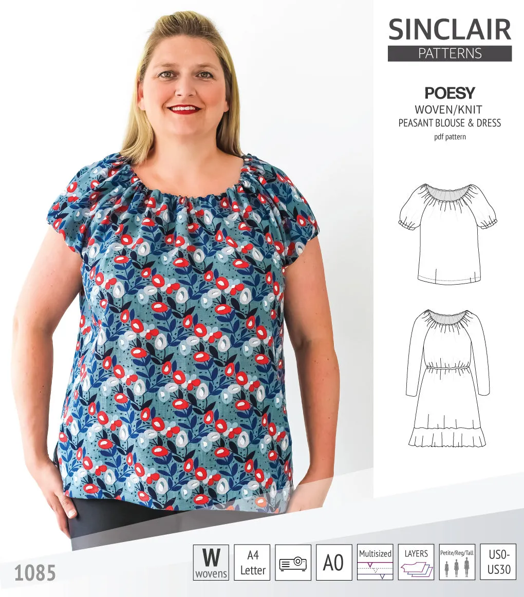 Poesy woven / knit peasant style blouse, tunic and dress (PDF)