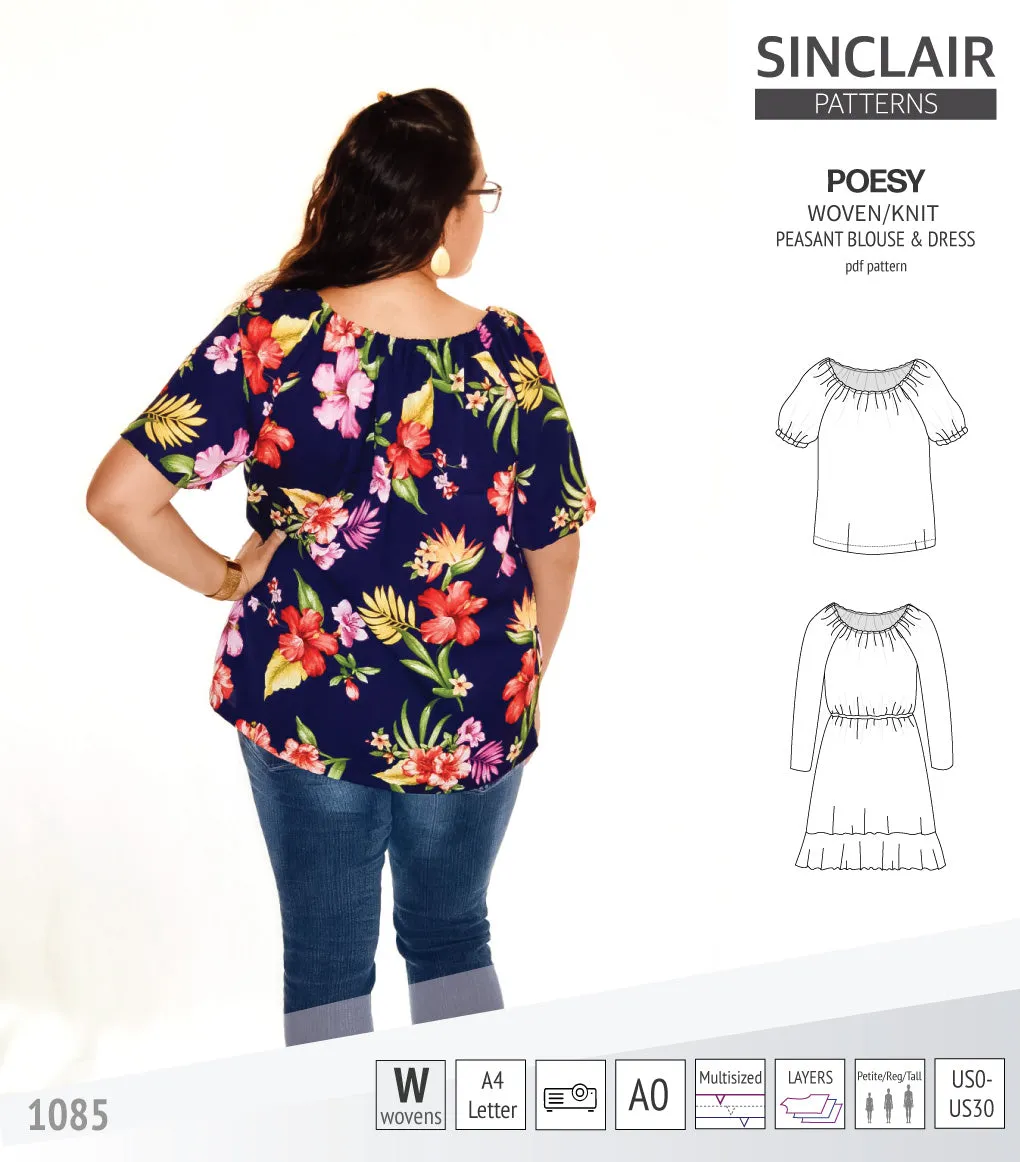 Poesy woven / knit peasant style blouse, tunic and dress (PDF)