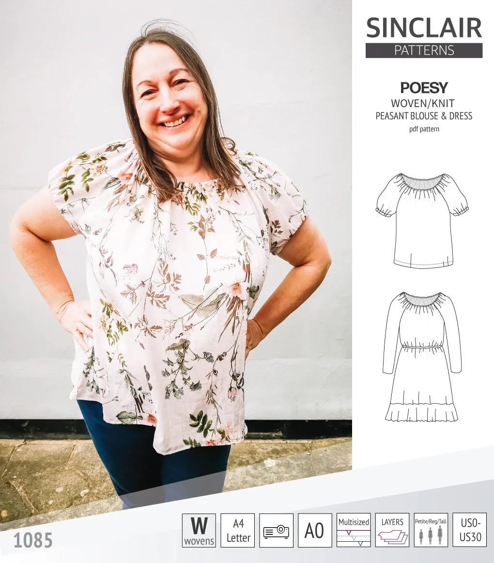 Poesy woven / knit peasant style blouse, tunic and dress (PDF)