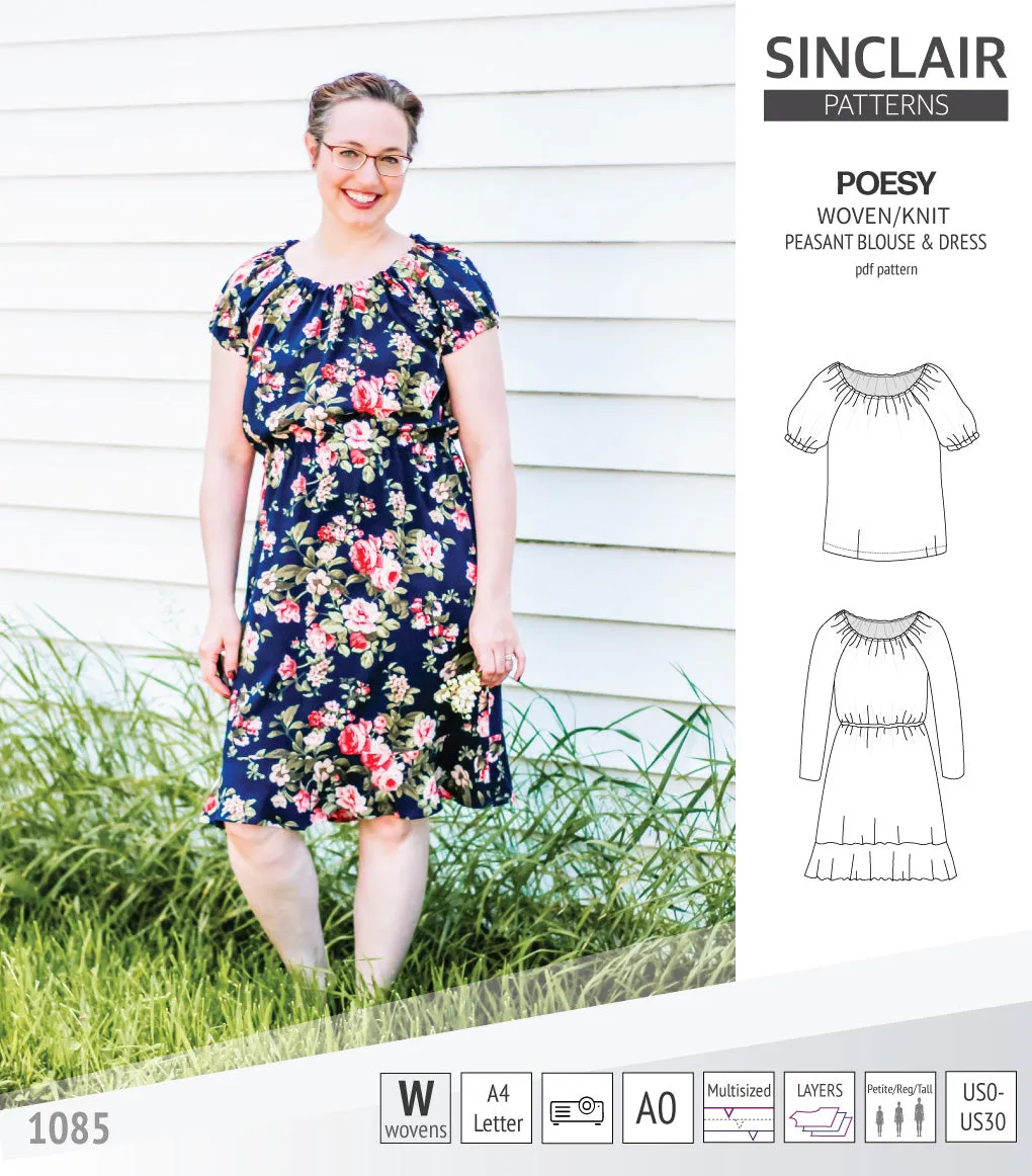 Poesy woven / knit peasant style blouse, tunic and dress (PDF)