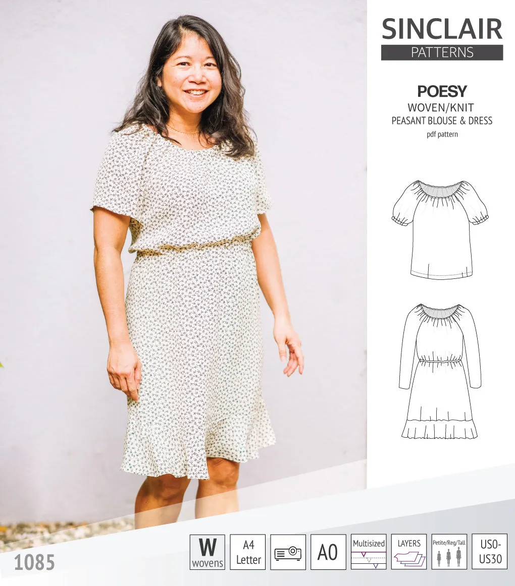 Poesy woven / knit peasant style blouse, tunic and dress (PDF)