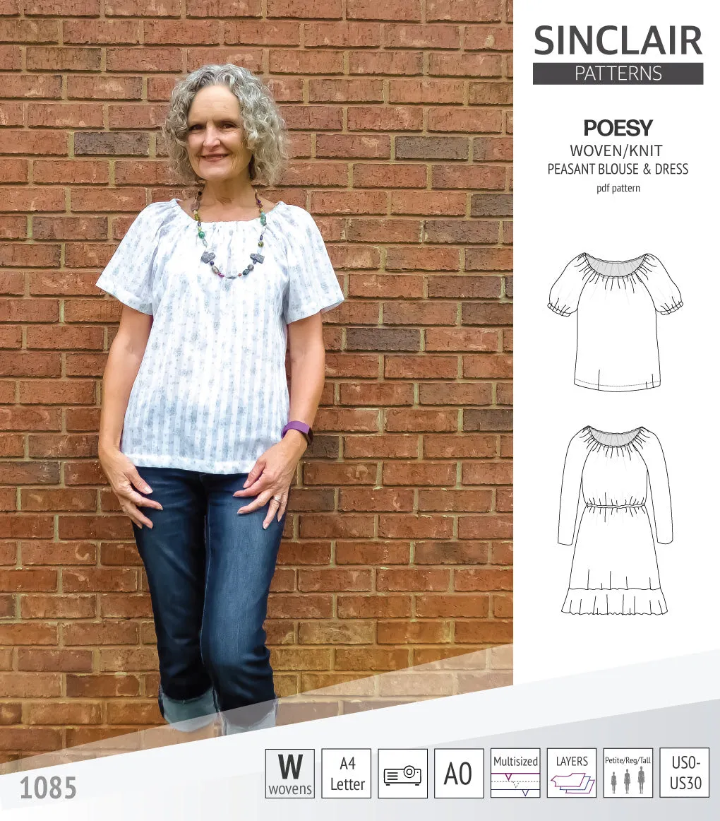Poesy woven / knit peasant style blouse, tunic and dress (PDF)