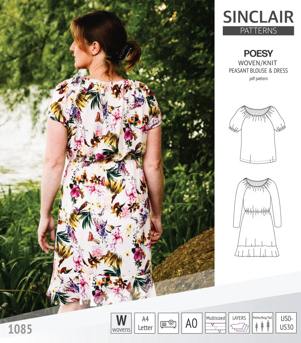 Poesy woven / knit peasant style blouse, tunic and dress (PDF)