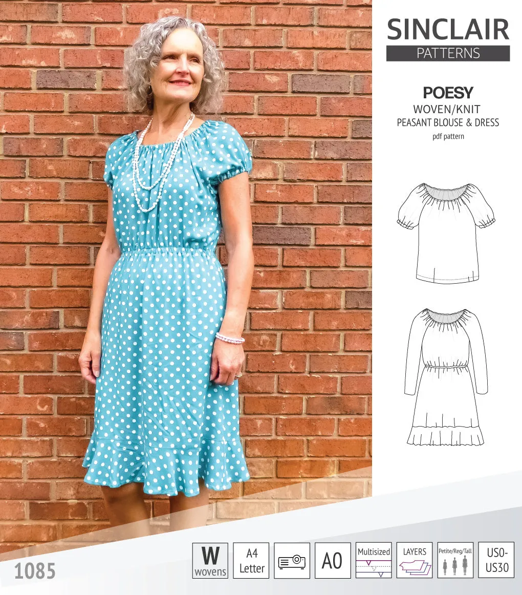 Poesy woven / knit peasant style blouse, tunic and dress (PDF)