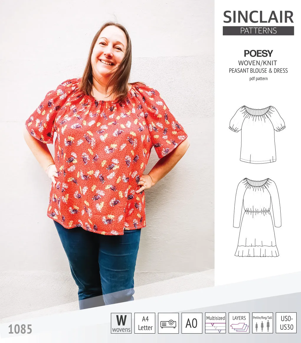 Poesy woven / knit peasant style blouse, tunic and dress (PDF)