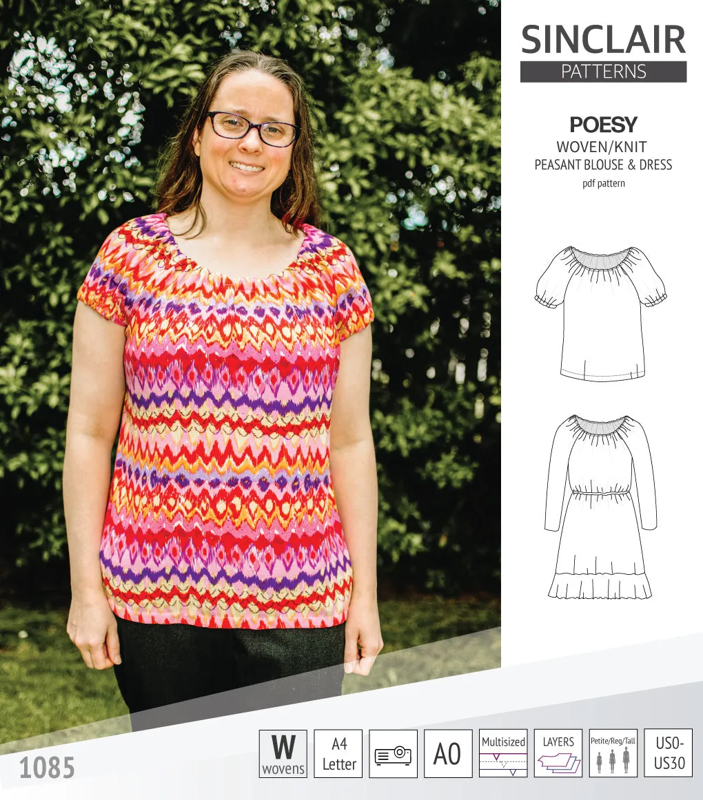 Poesy woven / knit peasant style blouse, tunic and dress (PDF)