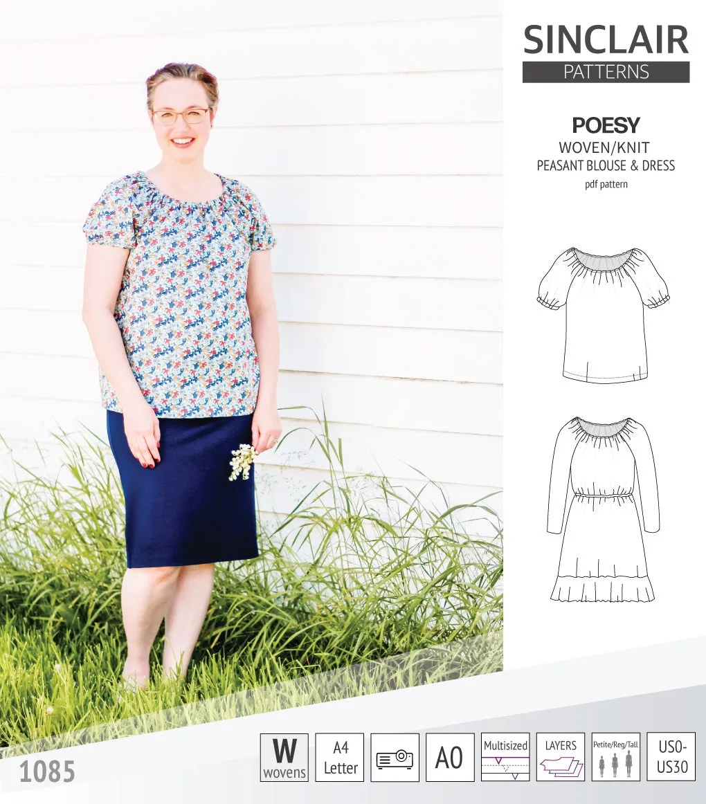 Poesy woven / knit peasant style blouse, tunic and dress (PDF)