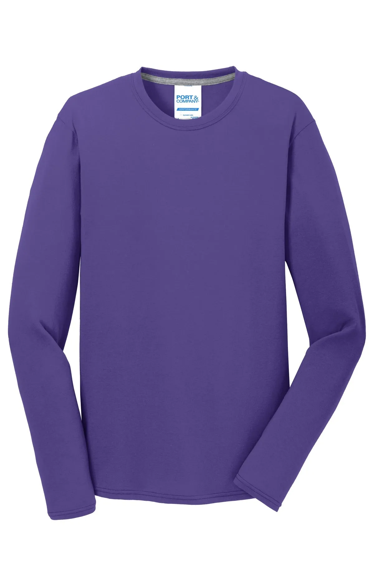 Port & Company Long Sleeve Performance Blend Tee. PC381LS Purple
