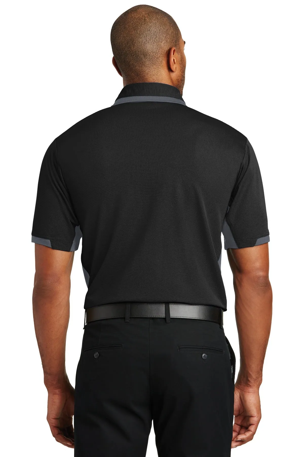 Port Authority Dry Zone Colorblock Ottoman Polo. K524 Black/ Iron Grey