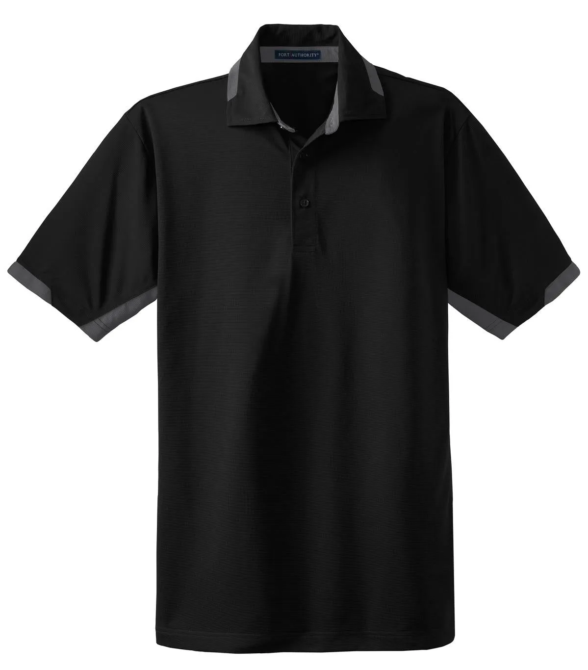 Port Authority Dry Zone Colorblock Ottoman Polo. K524 Black/ Iron Grey