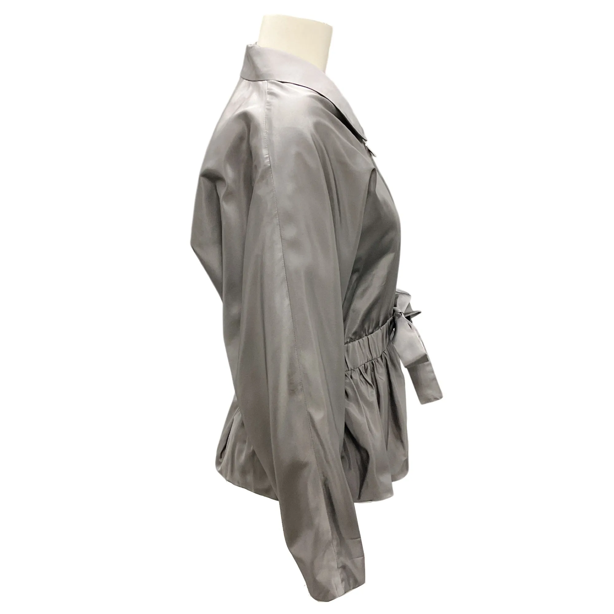 Prada Grey 2020 Tie-Waist Silk Jacket