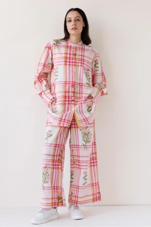 Printed Straight Fit Pink Pants