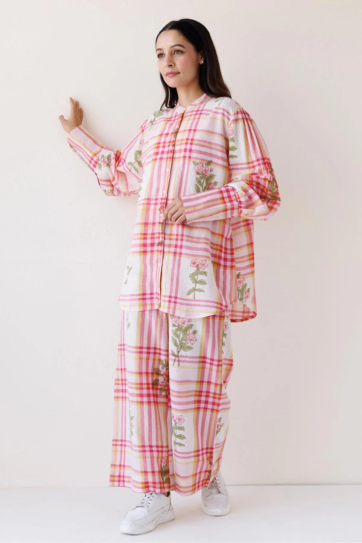 Printed Straight Fit Pink Pants