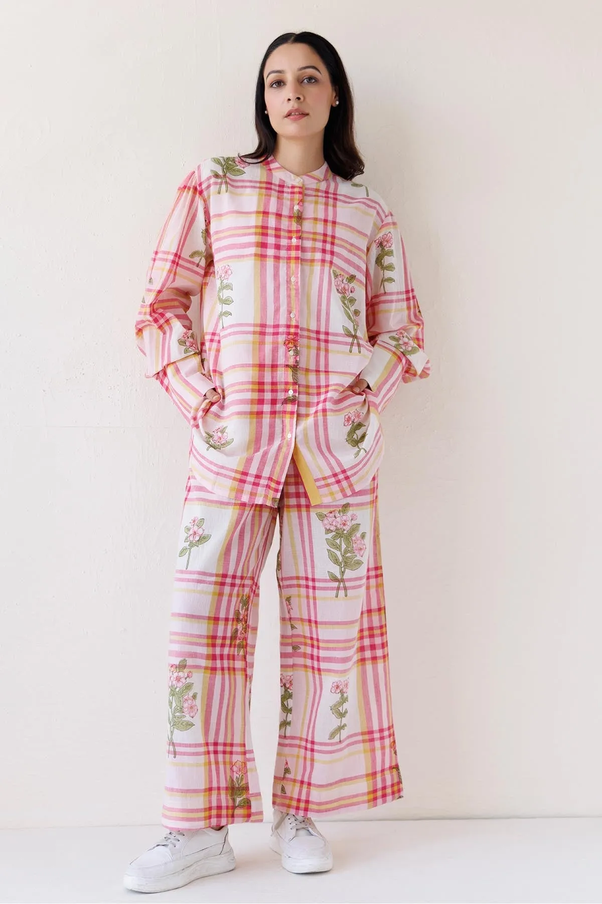 Printed Straight Fit Pink Pants