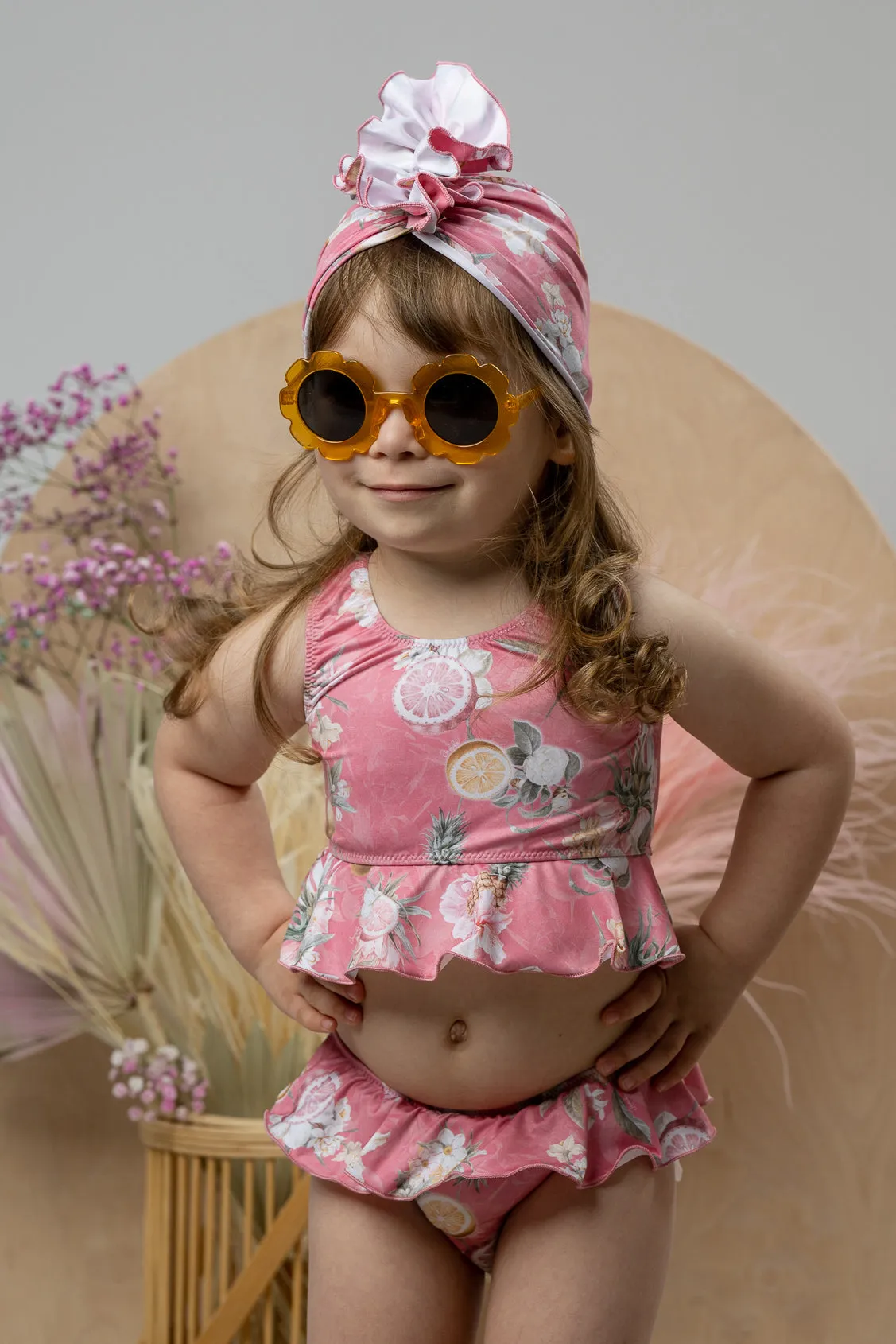 "Sabira" Hot Pink Floral Fruit Print Bikini