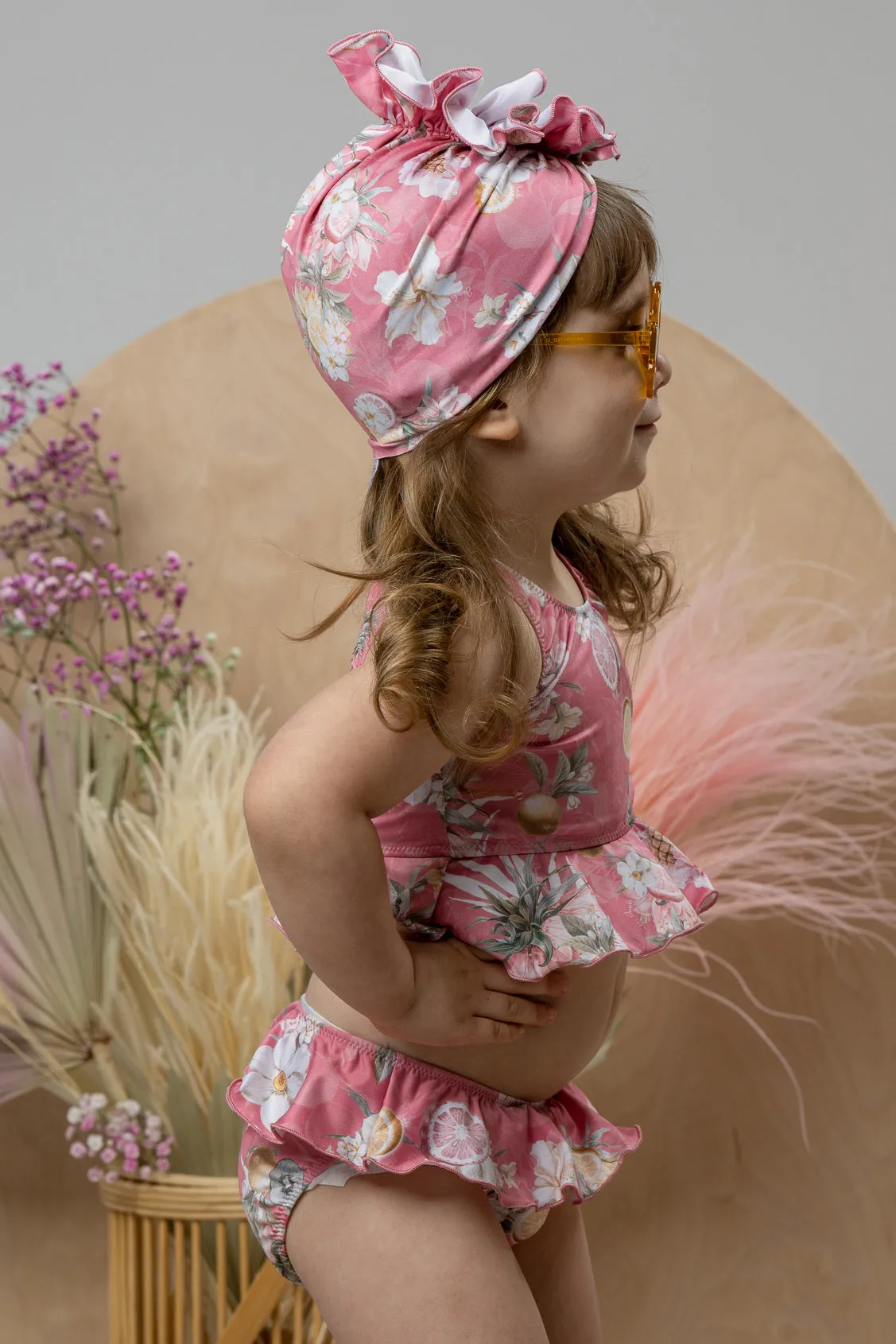 "Sabira" Hot Pink Floral Fruit Print Bikini