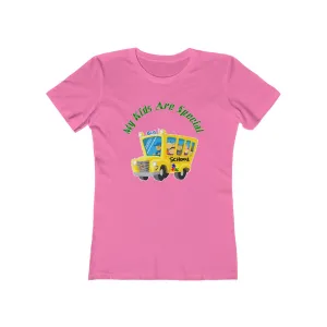 "Schoolbus Special Kids" Green Letters Women's The Boyfriend Tee