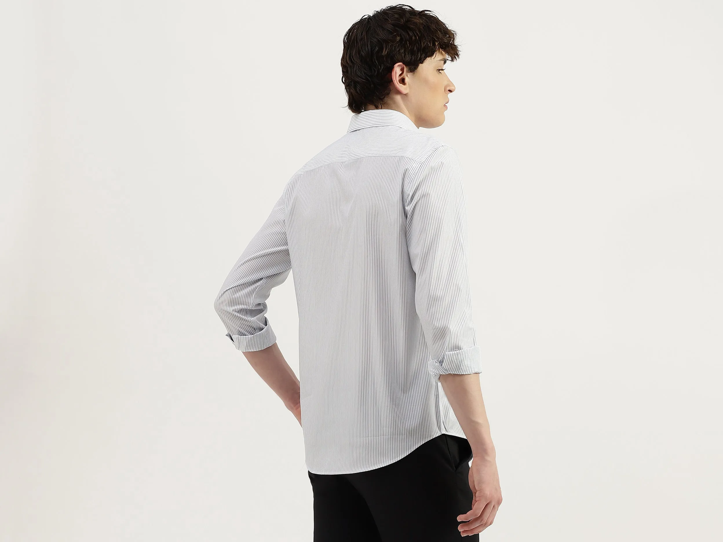 Regular Fit Cut Away Collar Striped Shirts