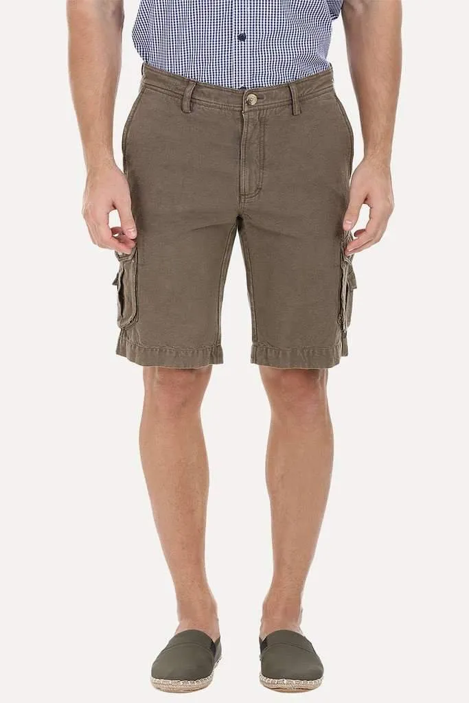 Relaxed Fit Garment Dyed Washed Cargo Shorts