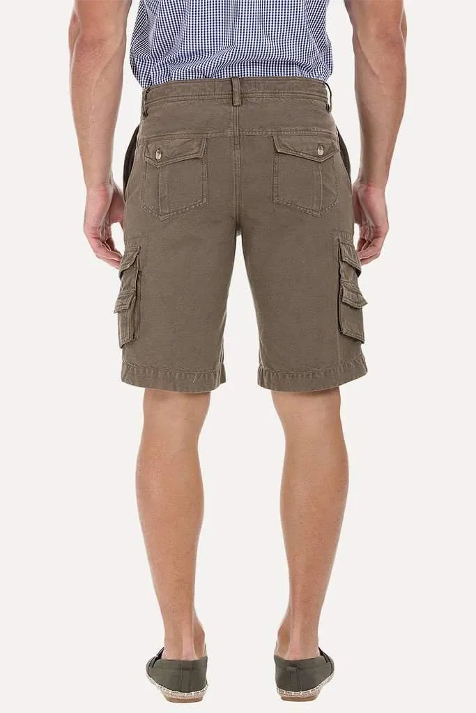 Relaxed Fit Garment Dyed Washed Cargo Shorts