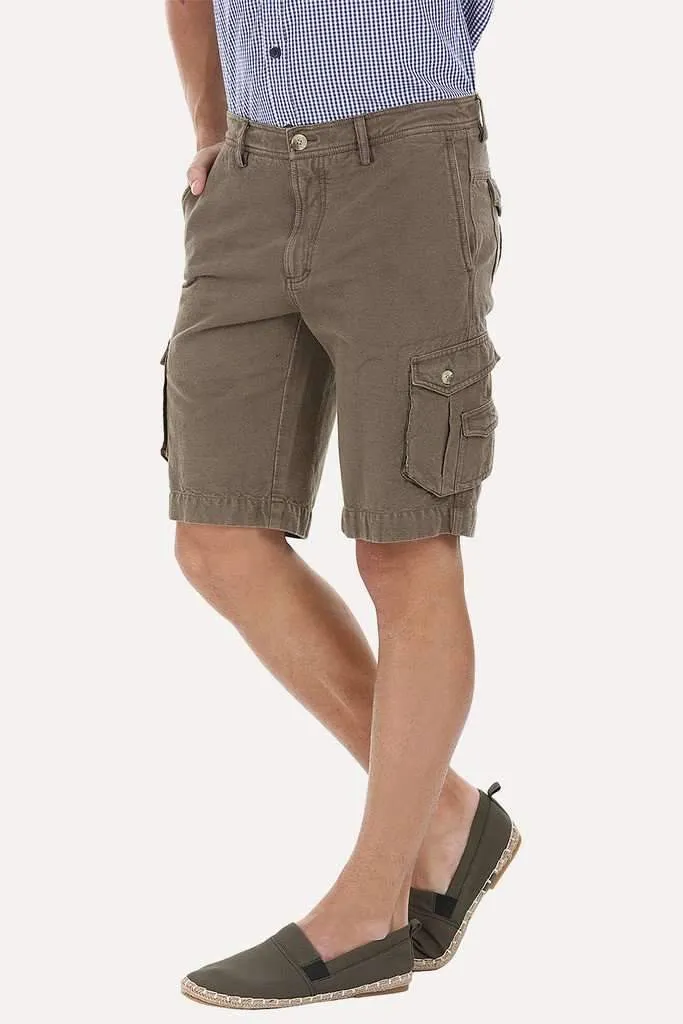 Relaxed Fit Garment Dyed Washed Cargo Shorts