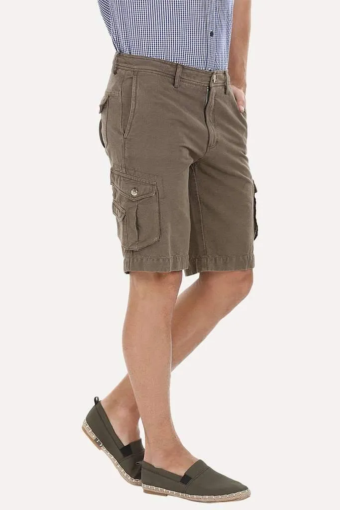 Relaxed Fit Garment Dyed Washed Cargo Shorts