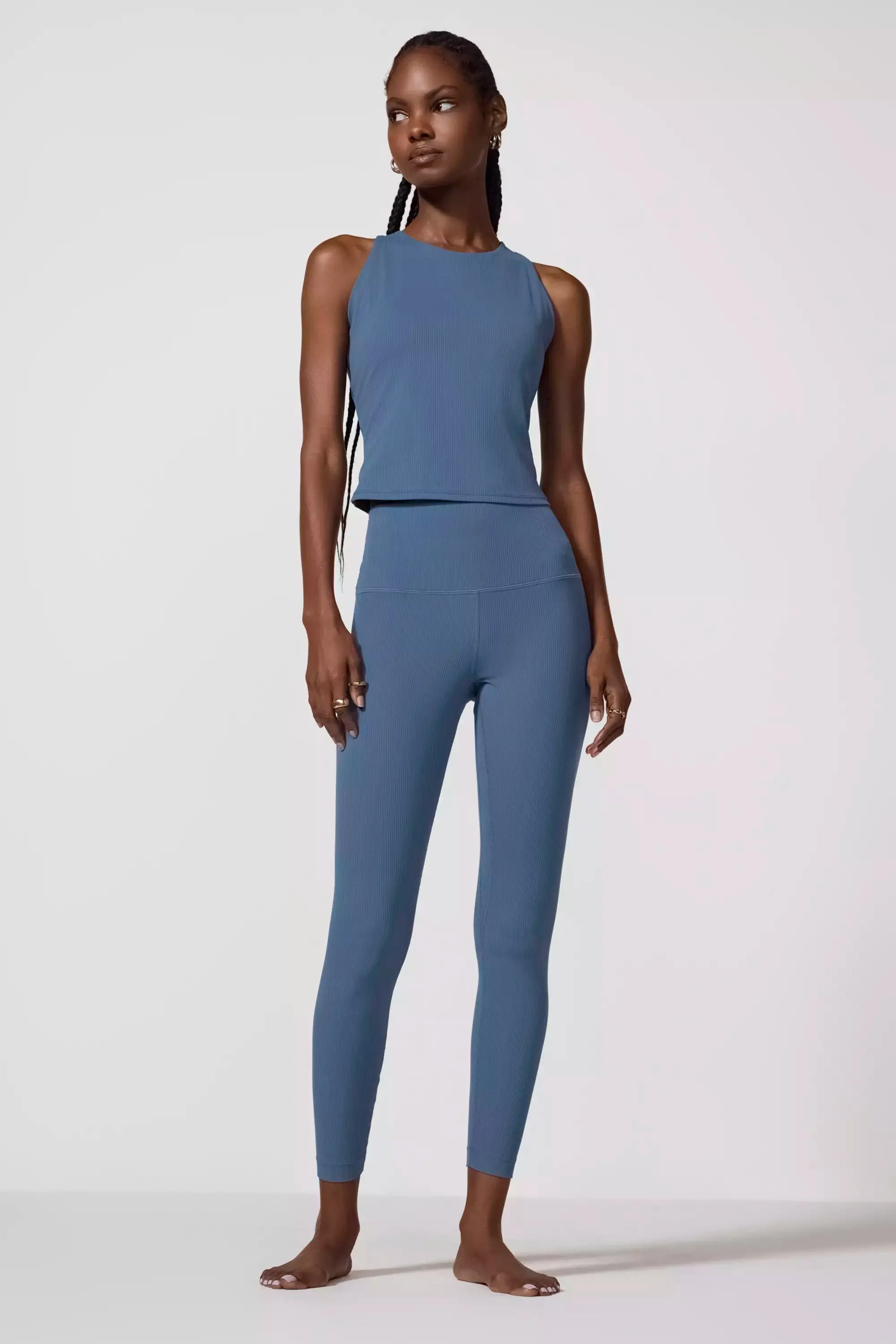 Ribbed Studio Tank - Petrol Blue